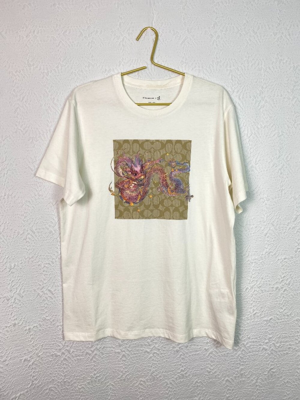 Coach x Guang Yu Dragon Graphic T-Shirt White Large 100% Cotton Tee